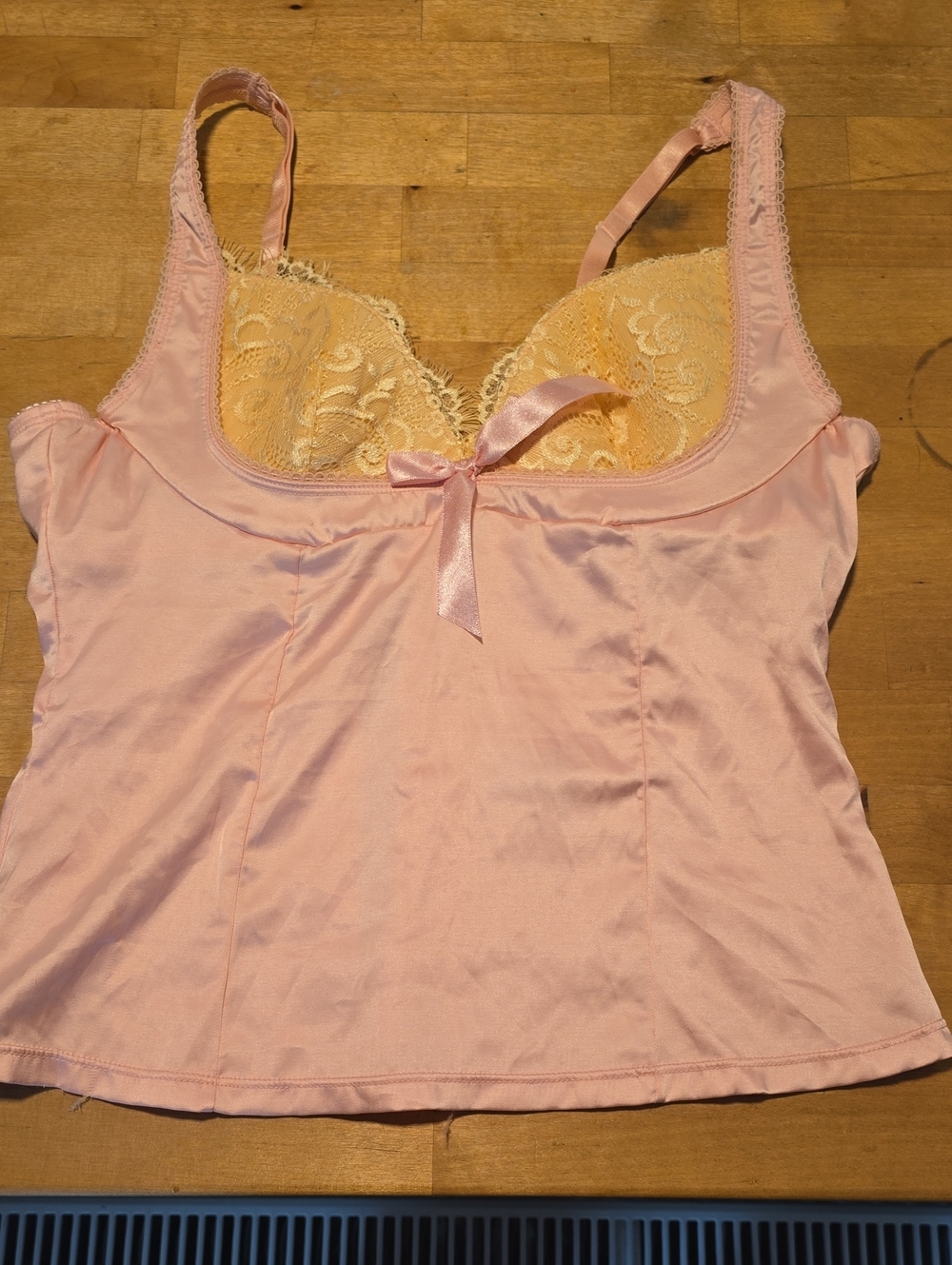 Rampage Pink Camisole with Yellow Lace Cups